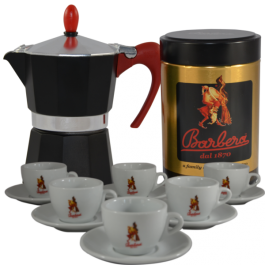 MOKA CAFFÈ 3 TAZZE + CAN DI CAFFÈ MACINATO 250gr + SET TAZZINE - Caffè  Barbera Shop