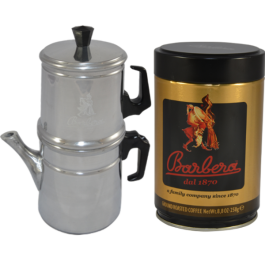 NEAPOLITAN COFFEE POT 3 CUPS + BARBERA CAN - GROUND COFFEE BLENDS - Caffè  Barbera Shop