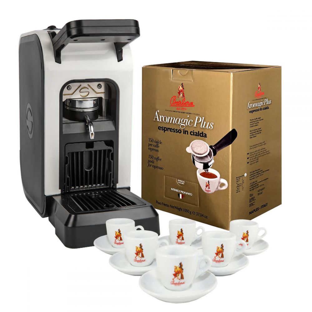 SPINEL CIAO COFFEE PODS MACHINE + 150 AROMAGIC COFFEE PODS + 1 SET  (6PIECES) PREMIUM ESPRESSO CUPS