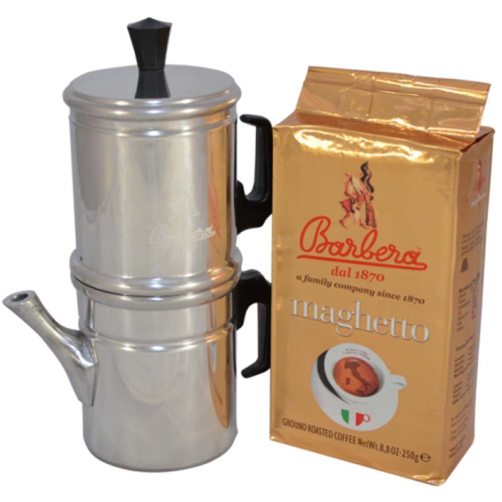 NEAPOLITAN COFFEE POT - BARBERA COFFEE + MAGHETTO - GROUND COFFEE 250G